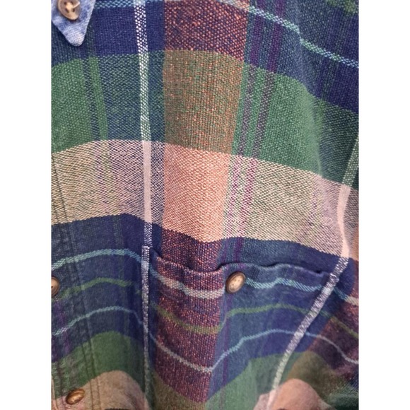 New‎ River Plaid Flannel with Denim Collar Button Up Shirt Size XL - Picture 2 of 5